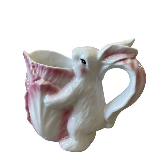 Corner Ruby Spring Collection Cabbage & Bunny Ceramic Creamer Pink & White New - Picture 6 of 10